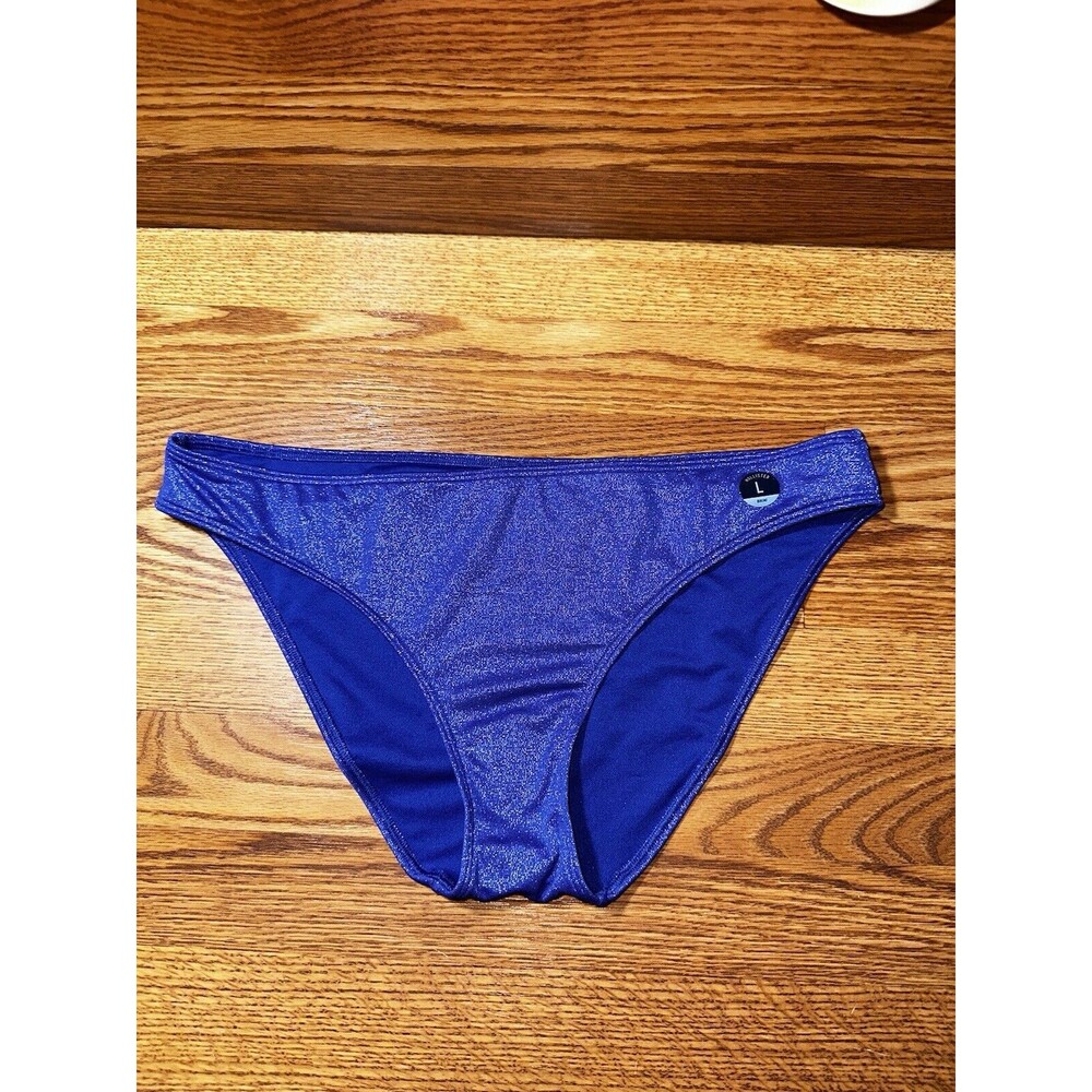 Hollister’s Swim Metallic Blue/PurpleStR Dust Bikini Bottom Size L NWOT